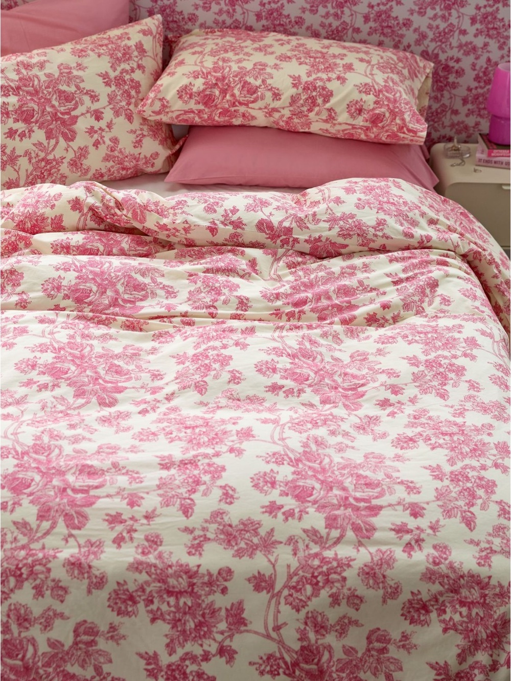 Toile Duvet Cover Set Pink